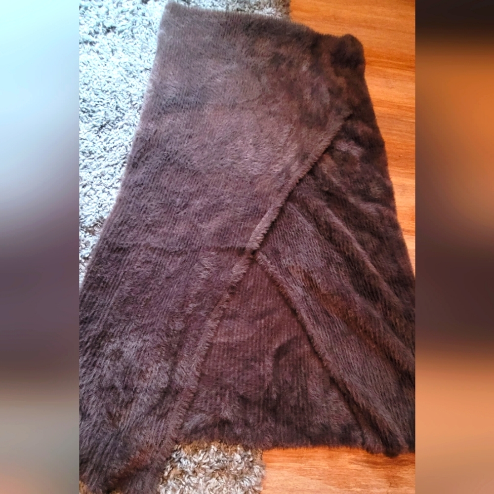 Fuzzy fur sweater pencil skirt